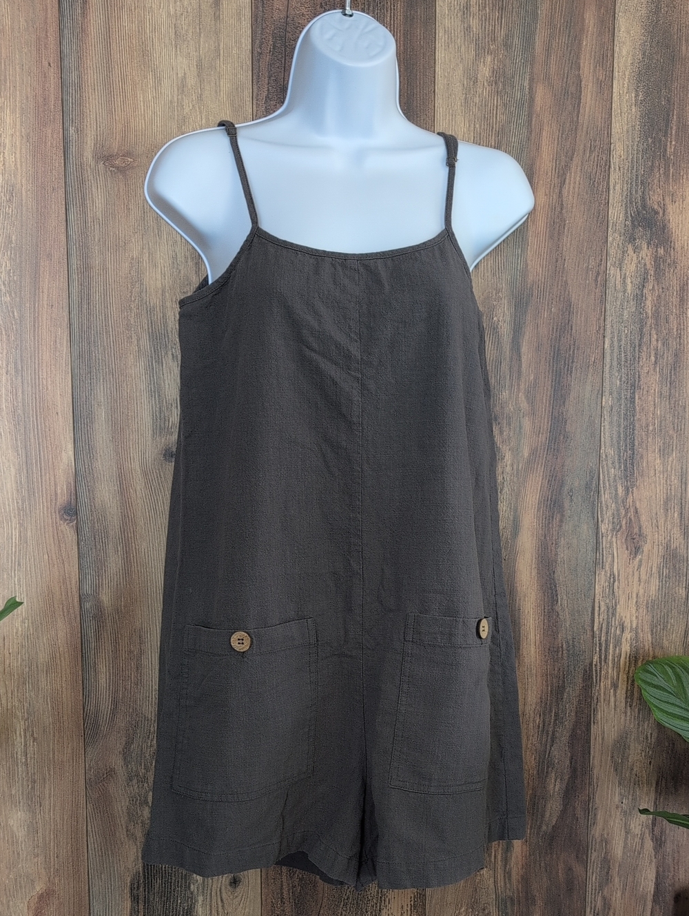 fun 2 fun Charcoal Gray Sleeveless Romper S    932A